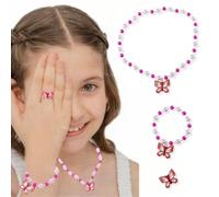 Set di Gioielli Princess, Collana elasticizzata a farfalla, Bracciali con collana per bambina, collane per bambini con gioielli Little Princess
