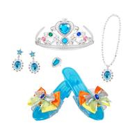 Set Di Gioielli Princess Pretend - 5 Pezzi Di Gioielli Con Orecchini A Forma Di Corona, Collana E Anello | Kit Di Costumi Per Giochi Di Ruolo Slip On Set Di Giocattoli Per Scarpe Da Principessa