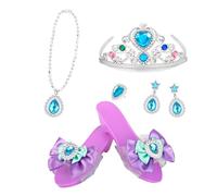 Set Di Gioielli Princess Pretend - 5 Pezzi Di Gioielli Con Orecchini A Forma Di Corona, Collana E Anello | Kit Di Costumi Per Giochi Di Ruolo Slip On Set Di Giocattoli Per Scarpe Da Principessa