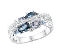 - Set di gioielli scintillanti per le donne, delicato anello di gioielli di lusso, anelli blu, 08, Metallo, Non pietra preziosa