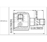 Giunto semiasse Assale anteriore Sx NPW-DW-014 NTY per DAEWOO CHEVROLET