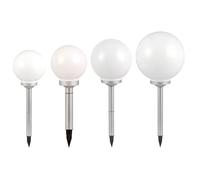 Set di globi solari a innesto per esterni globo lampada solare da giardino per esterni, picchetto a terra, bianco, lampadina LED, D 15/20/25/30 cm, set da 4