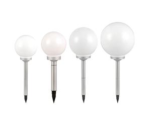 Set di globi solari a innesto per esterni globo lampada solare da giardino per esterni, picchetto a terra, bianco, lampadina LED, D 15/20/25/30 cm, set da 4