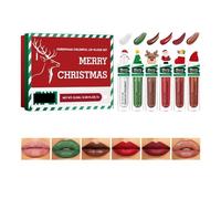 Set di gloss natalizi dai colori vivaci - Set di 6 gloss vellutati opachi e lucidi nei toni del rosso e del verde, lussuoso cofanetto regalo di rossetti waterproof per ragazze e donne