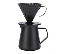 Set di gocciolatori per caffè in acciaio inox da 600 ml, con caffettiera e filtro per una preparazione precisa a casa (nero)