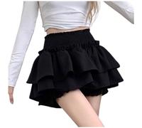 Set di gonne a maglia da donna in stile balletto da donna in stile occidentale, gonna corta elastica a vita alta con bordi in legno e gonne strette nere, Nero , XL