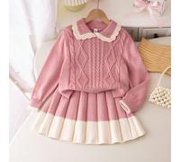 Set di gonne con colletto alla Peter Pan per ragazze, carino e dolce, versatile per uso domestico e all'aperto 6Y,7Y,4Y,5YColore unicoMaglieria