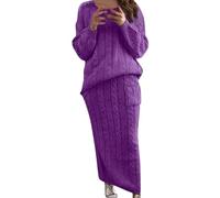 Set di gonne da donna a maglia a trecce in tessuto falena caldo e accogliente per autunno e inverno, Rosso, XXL