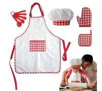 Set di grembiule da chef per tutti-piccoli, costume da gioco ruolo pasticceria, grembiule, cappello, guanti, tappetino isolante, cucchiai, vestito creativo per enfanti | Attività di carriera di cucina
