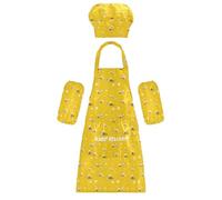 Set di grembiuli multiuso per bambini con api gialle e fiori, grembiuli da cucina per bambini con tasche per cucinare e dipingere dai 7 ai 12 anni