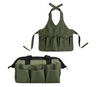 Set di grembiuli per attrezzi da giardino: borsa per attrezzi in tessuto Oxford 600D multitasche con cinghie di sicurezza e bottoni a pressione per una conservazione stabile, kit da due pezzi