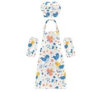 Set di grembiuli per bambini adorabile per la festa dei genitori a pois Birdie Parade Grembiuli per bambini con tasche per bambini dai 3 ai 12 anni, Parata degli uccellini Dotty Festa dei genitori, M