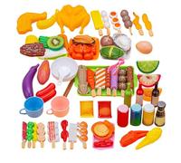 Set di griglia per bambini: kit da barbecue simulato, spiedini di carne realistici, pacchetto completo di giocattoli per stazione da cucina per bambini, collezione interattiva colorata di strumenti D