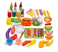Set di griglia per bambini: kit da barbecue simulato, spiedini di carne realistici, pacchetto completo di giocattoli per stazione da cucina per bambini, collezione interattiva colorata di strumenti D