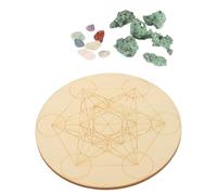 Set di Griglie Energetiche con Pietre dei Chakra, Tavola in Legno Composito con Motivi Geometrici Sacri, per Meditazione e Sonno