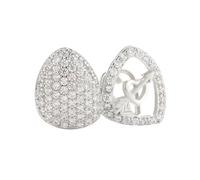 Set di Grillz Microincastonati Doppio Dente con Design Freccia Tra Cuore, Placcato Oro e Argento, Gioiello Hip-Hop Unisex per Uomo e Donna(Silver)