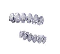 Set Di Grillz Per Denti Hip-hop Placcati In Oro Lucido, Accessori Per Feste Di Cosplay Punk Alla Moda, Gioielli Per Uomini E Donne(Silver)