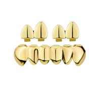 Set Di Grillz Per Denti Lucidi Hip Hop Alla Moda, Regolabili, Superiori E Inferiori, Gioielli Gotici Per Feste Cosplay, Per Uomini E Donne(Gold)