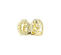 Set di Grillz Traforati per Due Denti, Placcato Oro e Argento Stile Hip-Hop, Gioielli Moda Unisex Perfetti Come Regalo(Gold)