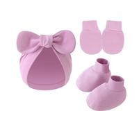 Set di guanti antigraffio per neonati e cappello da ospedale con copri piedi elastici in morbido cotone 0-6 mesi cappello essenziale per neonati con guanti e calzini