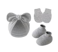 Set di guanti antigraffio per neonati e cappello da ospedale con copri piedi elastici in morbido cotone 0-6 mesi cappello essenziale per neonati con guanti e calzini