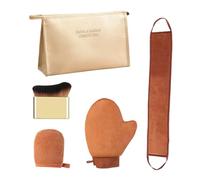 Set di guanti autoabbronzanti, 5 pezzi, applicatore per corpo e viso, applicatore per la schiena, spazzola per il viso, borsa per il viso, applicazione senza aloni, riutilizzabili, morbidi e