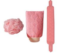 Set di guanti da bagno, scrub posteriore per set doccia | 3X pulitore per la schiena per la pulizia profonda della pelle, scrub corpo, set di scrub corpo coppia