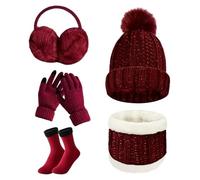 Set di guanti da donna, 5 pezzi, foderati in pile, spessi e morbidi | Guanti invernali da donna per ciclismo, motociclismo, lavoro all'aperto, giardinaggio, spalare la neve