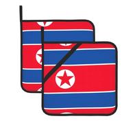 Set di guanti da forno con bandiera coreana grandi presine resistenti al calore, sottopentola quadrati, 8 pollici