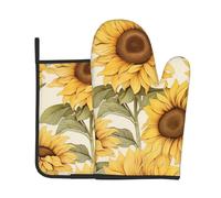 Set di guanti da forno e presine a tema girasole giallo ad alta resistenza al calore, ideali per cuocere, cucinare e barbecue