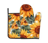 Set di guanti da forno e presine a tema girasole giallo ad alta resistenza al calore, ideali per cuocere, cucinare e barbecue