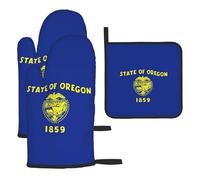 Set di guanti da forno e presine con bandiera dell'Oregon, guanti resistenti al calore, utilizzati per cucina, cottura e grigliate