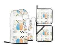 Set di guanti da forno e presine con cervello umano, guanti da cucina resistenti al calore con design impermeabile, include 2 guanti e 2 presine per cuocere, cucinare, barbecue