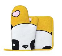 Set di guanti da forno e presine con stampa di panda e presine, resistenti al calore, antiscivolo, set da 2 pezzi per cucinare