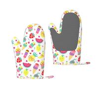Set di guanti da forno per gelato alla frutta, guanti da forno resistenti al calore in silicone, guanti antiscivolo, decorazioni da cucina per barbecue, grigliate, cottura al forno, confezione da 2