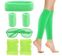 Set di guanti da pesca a rete verde neon, accessori per costume da anni '80, costumi per feste a tema retrò, per feste, vacanze, accessori yoga, verde, Taglia unica