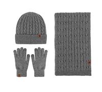 Set di guanti e cappello per uomo e donna, Grigio scuro, Taglia unica