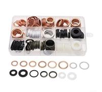 Set di guarnizioni in rame, 190 pezzi, assortimento di O-ring misti, in ottone, alluminio, nylon, con scatola di immagazzinaggio per guarnizioni elettriche e idrauliche automobilistiche