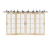 Set di guarnizioni per porta scorrevole 400 cm in acciaio nero, fermaporta con ruote e fermaporta, montaggio per porta fienile, uso interno ed esterno, compatibile con porta di camera e porta