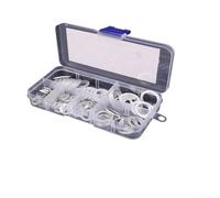 Set di guarnizioni piatte in rame con scatola per somma, include varie dimensioni per l'uso con viti, dadi e bulloni in sistemi idraulici ed elettrici (foglio di alluminio da 120 pezzi)