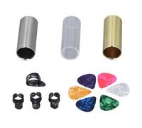 Set di guide per chitarra, in acciaio inox e acrilico e ottone, con plettro per pollice, pezzi di ricambio, accessori per chitarra acustica, basso, banjo, ukulele