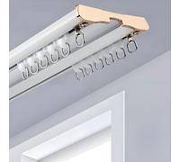 Set di guide scorrevoli a doppio binario in alluminio resistente, silenziose per divisorio e tenda doccia, per camera da letto, soggiorno, ospedale, senza rumore (bianco, 5,10 m)