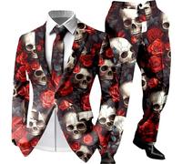 Set di Halloween da uomo con stampa per feste, alla moda per eventi, feste, stile unico dal taglio sottile, versatile, indossabile per tutti i giorni, matrimoni, riunioni, per tutto l'anno, Colore
