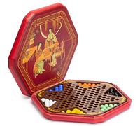 Set di Halma Classico Yellow Mountain Imports - Tavoliere in Legno da 32 cm con Vano Contenitore e Biglie di Vetro Colorate da 16 mm