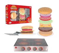 Set di hamburger magnetico e grill, giocattolo educativo per bambini dai 3 anni in poi, con griglia, 16 pezzi