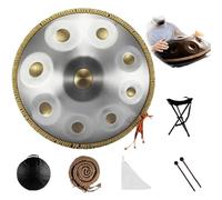 Set Di Handpan Tamburo｜22 Pollici｜9/10/12 Note｜440/432Hz｜Re Curdo Minore｜Hand Pan Drum Per Meditazione, ASMR, Terapia Del Suono E Yoga(Golden eye,9 Notes (440Hz))