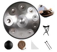 Set Di Handpan Tamburo｜22 Pollici｜9/10/12 Note｜440/432Hz｜Re Curdo Minore｜Hand Pan Drum Per Meditazione, ASMR, Terapia Del Suono E Yoga(Silver,10 Notes (432Hz))