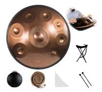Set Di Handpan Tamburo｜22 Pollici｜9/10/12 Note｜440/432Hz｜Re Curdo Minore｜Hand Pan Drum Per Meditazione, ASMR, Terapia Del Suono E Yoga(Gold,9 Notes (440Hz))