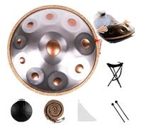 Set Di Handpan Tamburo｜22 Pollici｜9/10/12 Note｜440/432Hz｜Re Curdo Minore｜Hand Pan Drum Per Meditazione, ASMR, Terapia Del Suono E Yoga(Golden eye,10 Notes (440Hz))