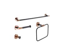 Set di hardware per il bagno in acciaio inossidabile nero opaco oro rosa Portasalviette Portarotolo Portascopino per WC Set da 4 pezzi